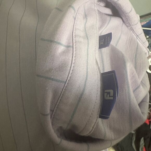 FootJoy Mens XL Purple Striped Mens Short Sleeve Polo - Picture 5 of 7